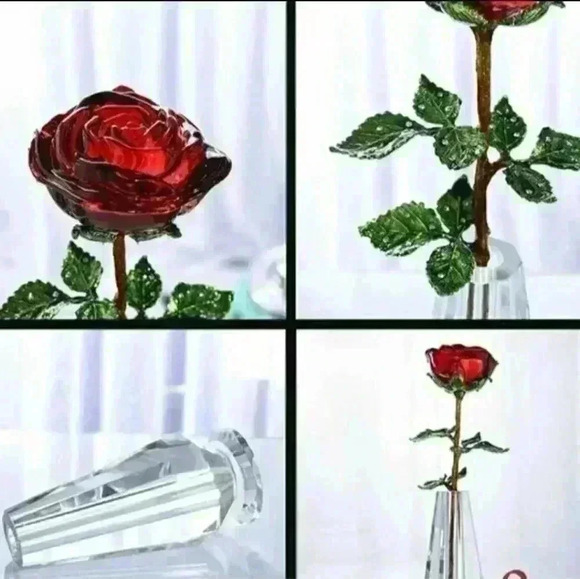 Crystal Red Rose Flower Figurines Craft Bi… - Picture 6 of 15